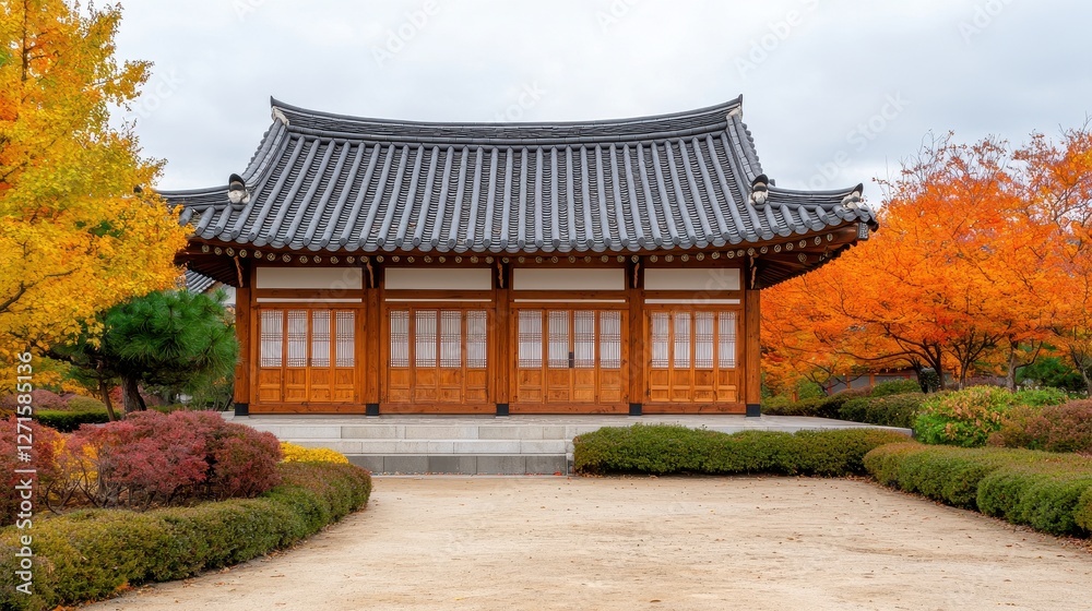 Traditional Asian Architecture Surrounded by Autumn Foliage Colors Traditional Asian Architecture Surrounded by Autumn Foliage Colors