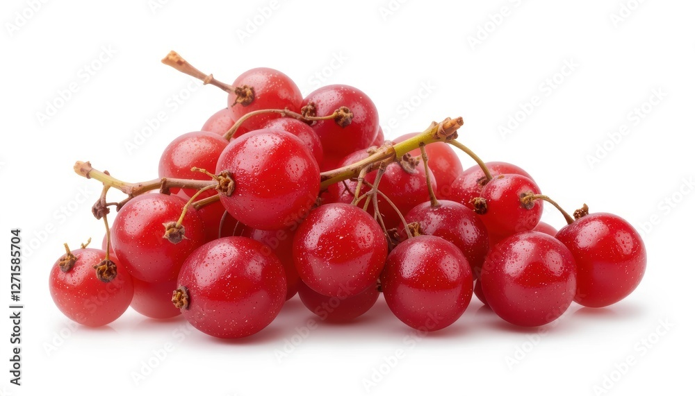 Fresh and Juicy Red Currants on White Background, Ideal for Culinary Art, Health, and Nutrition Themes Fresh and Juicy Red Currants on White Background, Ideal for Culinary Art, Health, and Nutrition Themes