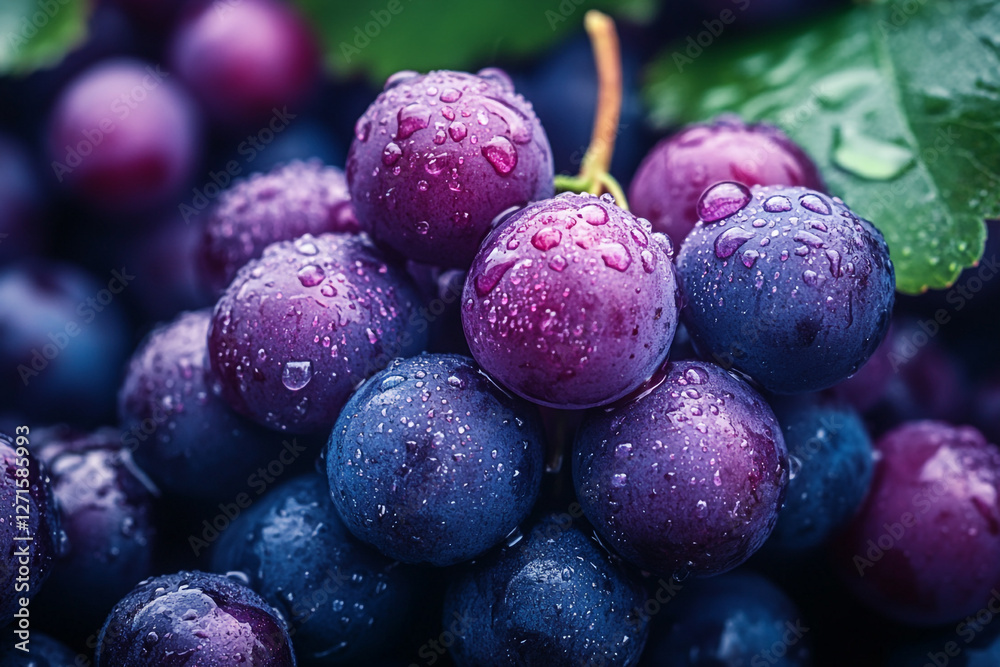custom made wallpaper toronto digitalPlump purple grapes glistening with fresh droplets under soft light