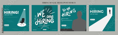 Join our team banners. We are hiring communication poster, help wanted advertising banner with speaker and vacant badge. Hr recruiting hire, vacancy job offer isolated vector signs set