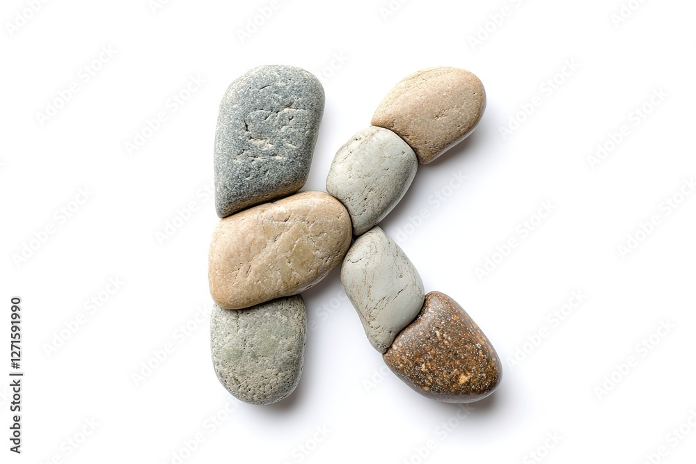 Pebble Letter K: Natural Stone Alphabet, Rustic Charm, White Background, Creative Typography, Eco-Friendly Font, Nature-Inspired Design, Handcrafted Letter K, Stone Letter, Alphabet Stones, Summer Pebble Letter K: Natural Stone Alphabet, Rustic Charm, White Background, Creative Typography, Eco-Friendly Font, Nature-Inspired Design, Handcrafted Letter K, Stone Letter, Alphabet Stones, Summer