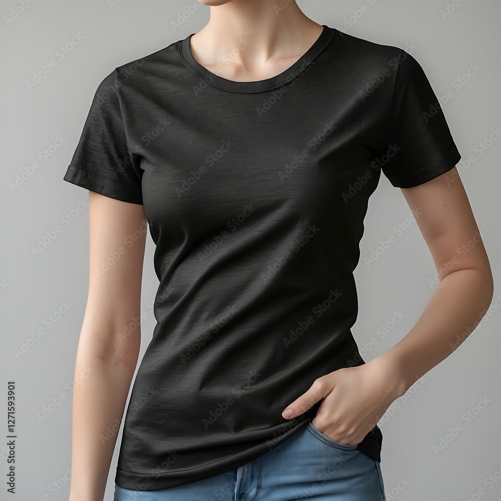 Mock Up Stylish Black T-Shirt for Casual Wear Mock Up Stylish Black T-Shirt for Casual Wear