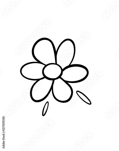 Hand drawn cute flower.Doodle flower vector.