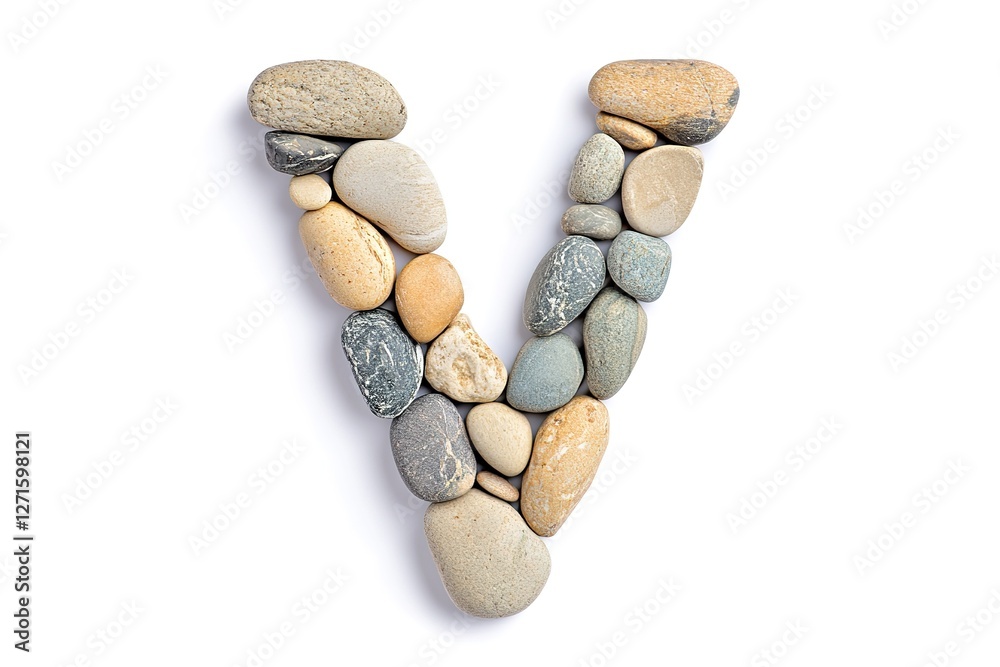 Pebble Letter V: Creative Alphabet, Natural Stone Font, White Background, Eco-Friendly Typography, Smooth Stones, Nature Theme, Handcrafted Design, Unique Letter V, Rock Letter, Stylish Alphabet, Pebble Letter V: Creative Alphabet, Natural Stone Font, White Background, Eco-Friendly Typography, Smooth Stones, Nature Theme, Handcrafted Design, Unique Letter V, Rock Letter, Stylish Alphabet,