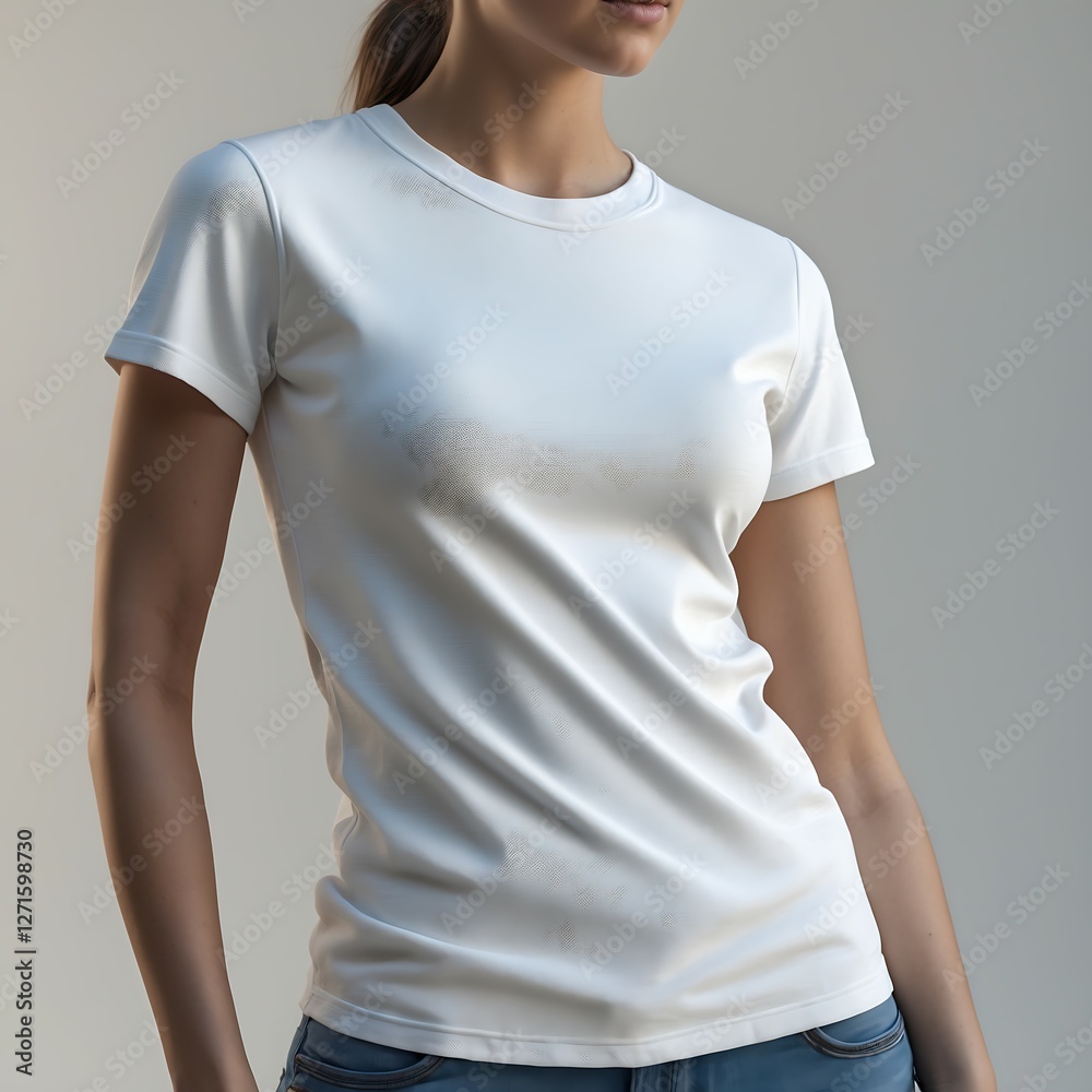 Classic White T-Shirt for Versatile Outfit Options, A plain white t-shirt made from soft fabric, perfect for casual wear or layering. Classic White T-Shirt for Versatile Outfit Options, A plain white t-shirt made from soft fabric, perfect for casual wear or layering.