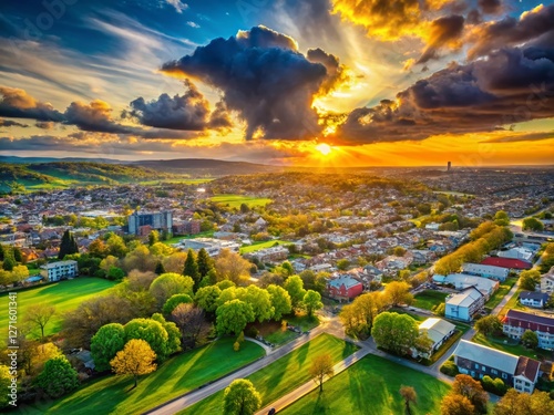 Allentown Pennsylvania Spring Sunrise Panoramic, Dramatic Clouds, Center Valley Landscape photo