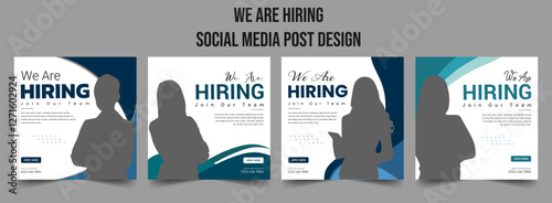 Join our team banners. We are hiring communication poster, help wanted advertising banner with speaker and vacant badge. Hr recruiting hire, vacancy job offer isolated vector signs set