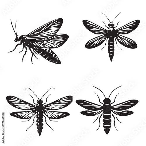 Silhouette of a Firefly – Glowing Insect Vector Illustration