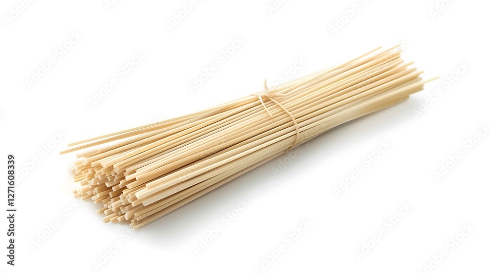 Bunch of uncooked spaghetti pasta isolated on a white background Bunch of uncooked spaghetti pasta isolated on a white background
