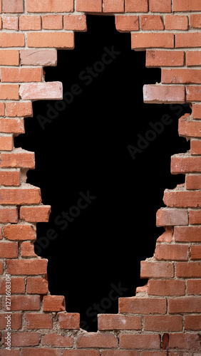 Wallpaper Mural Hope and freedom concept, old red brick wall with black hole background. Royalty high-quality free best stock of broken brick wall with black hole isolated background Torontodigital.ca