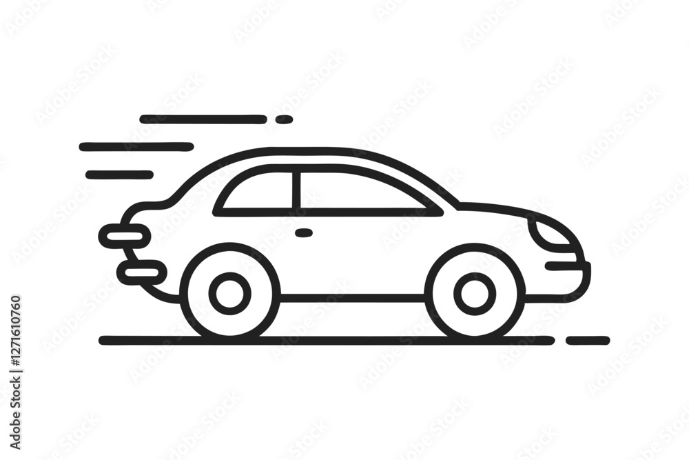 Fast Moving Car Icon Outline Design