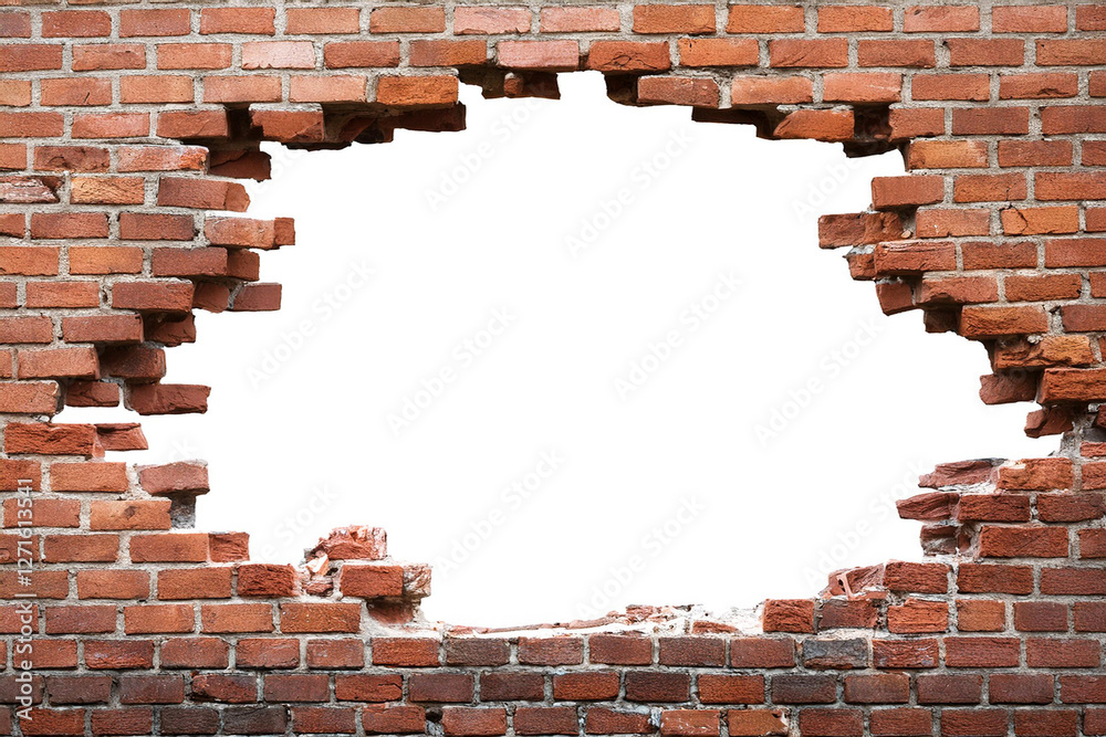 custom made wallpaper toronto digitalHope and freedom concept, old red brick wall with white hole background. Royalty high-quality free best stock of broken brick wall with white hole isolated background