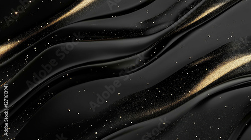 Abstrakcyjna tekstura w kolorach czarnym i złotym, tło dla projektu, baner generative ai  © Elżbieta Kaps