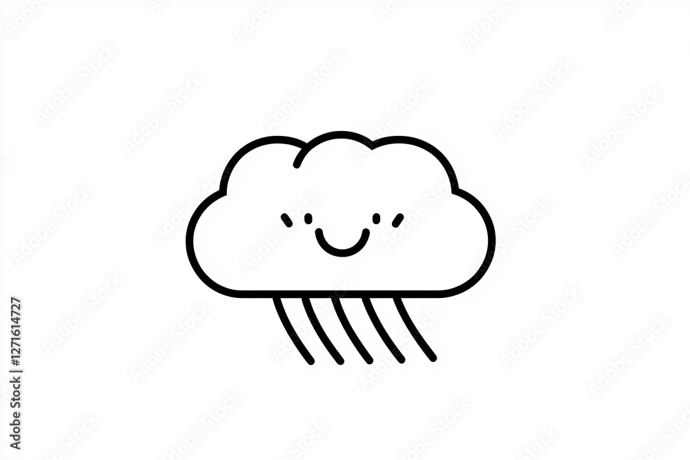 Smiling cloud with a rainbow coming out of it. Smiling cloud with a rainbow coming out of it.