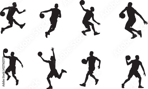 Wallpaper Mural Basketball Players Silhouettes vector Torontodigital.ca