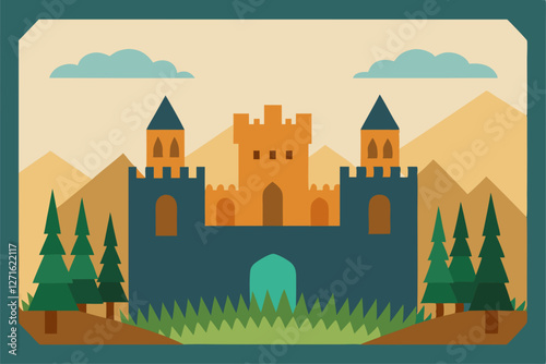vector illustration of castle in the morning