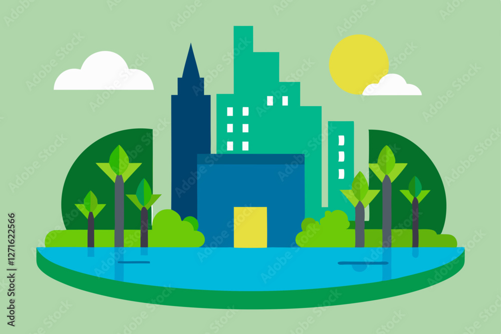 Fototapeta premium city landscape with city