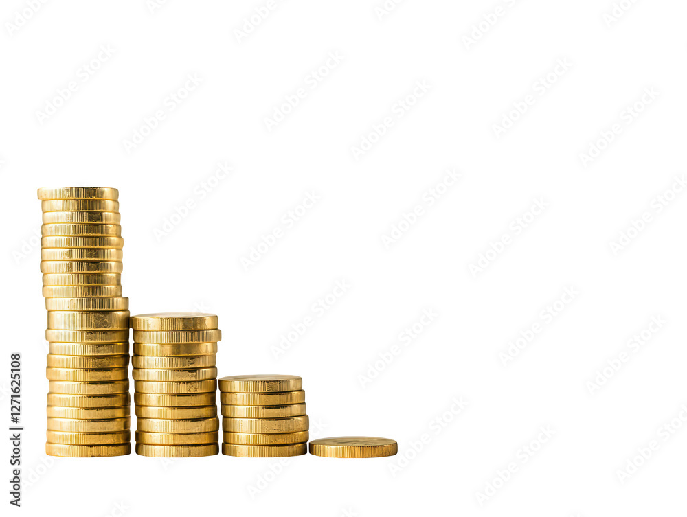 Stack of coins on a black background, detailed closeup of metallic currency Stack of coins on a black background, detailed closeup of metallic currency