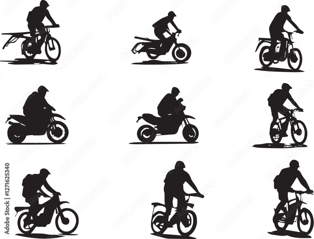 Obraz premium Silhouette of Riders on Bikes