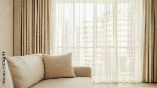 Beige Sofa by Window, Modern Interior photo