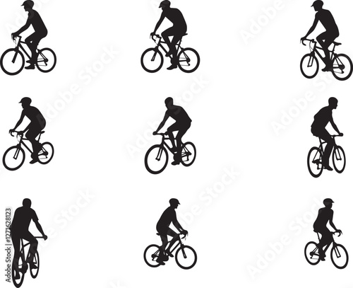 set of bicycles silhouettes