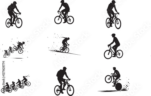 vector silhouettes of bicycle