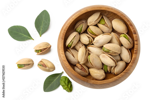 Wallpaper Mural pistachio in wooden bowl isolated on transparent background png Torontodigital.ca