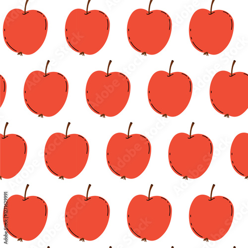 Seamless vector pattern depicting a juicy whole apple and its slices. For wallpaper design, textiles, postcards, posters, banners. For the kitchen