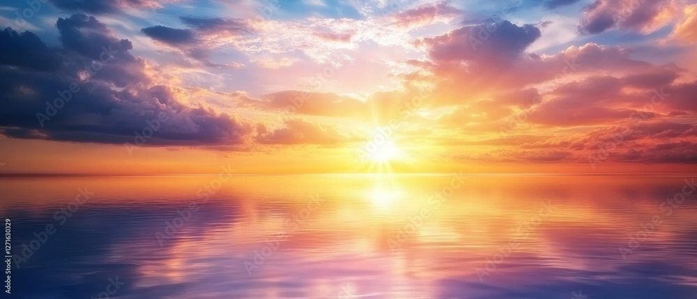 Sunset Over Water with Colorful Sky Reflections, Serene Landscape for Nature Lovers, Perfect for Travel and Scenic Photography Enthusiasts Sunset Over Water with Colorful Sky Reflections, Serene Landscape for Nature Lovers, Perfect for Travel and Scenic Photography Enthusiasts