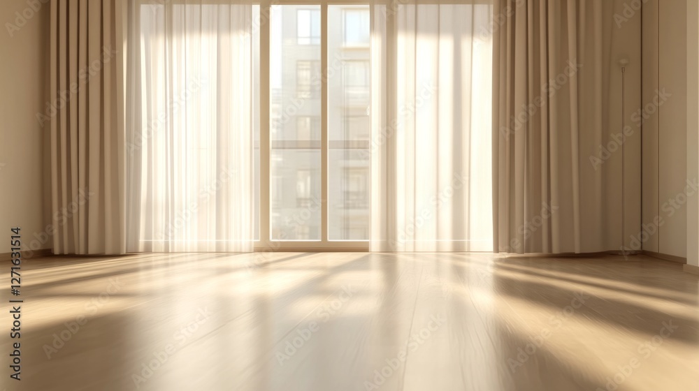 Fototapeta premium Empty Room with Sunlight through Window