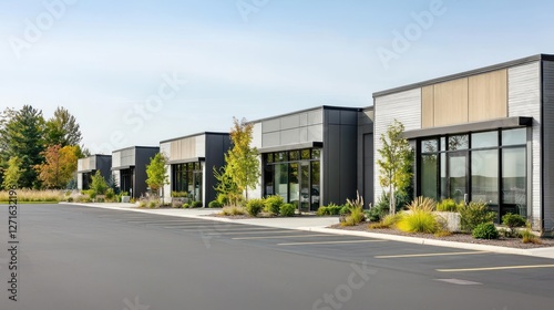 Wallpaper Mural Modern Commercial Building Exterior with Grey and Beige Facade Torontodigital.ca
