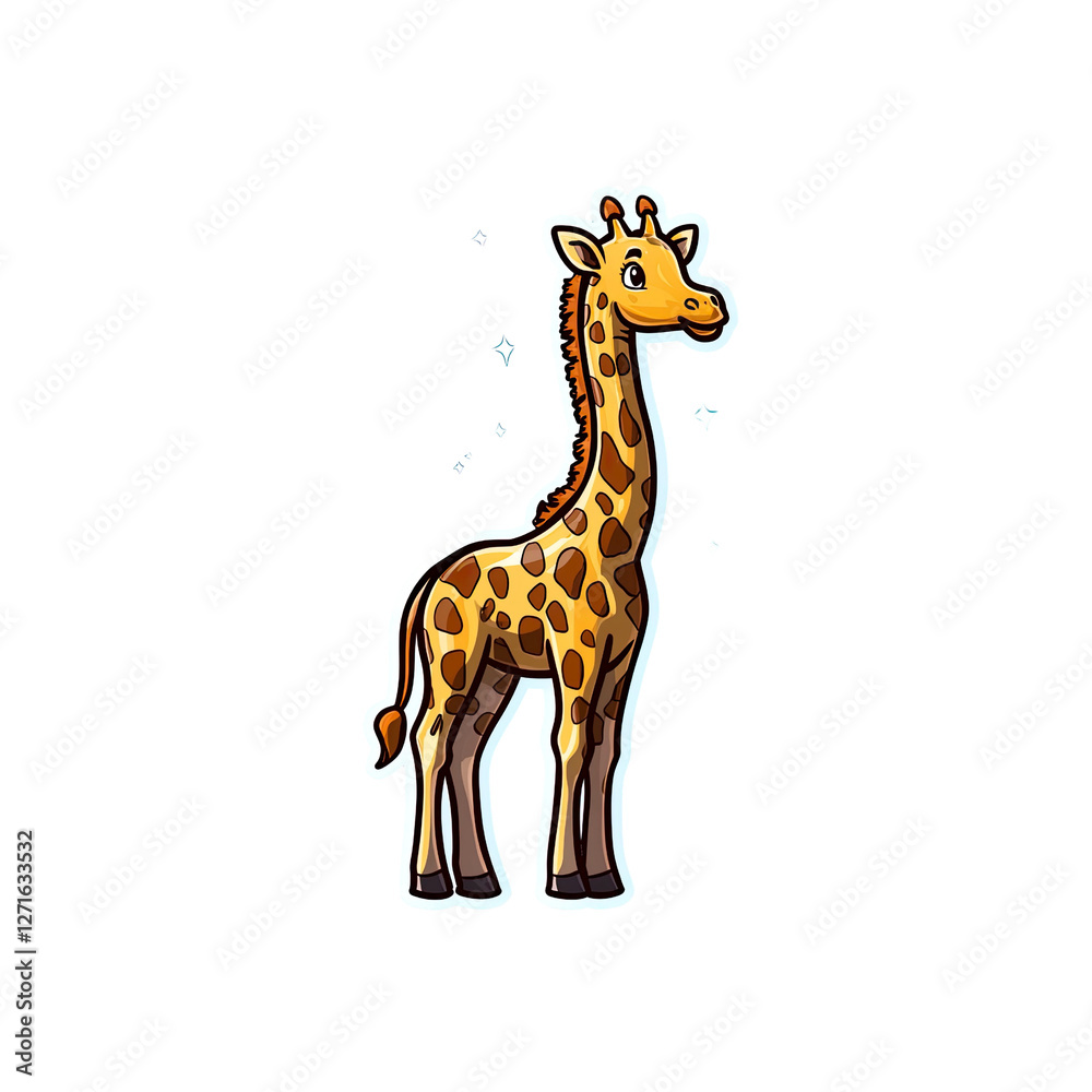 Adorable Cartoon Giraffe Reaching for the Stars Adorable Cartoon Giraffe Reaching for the Stars