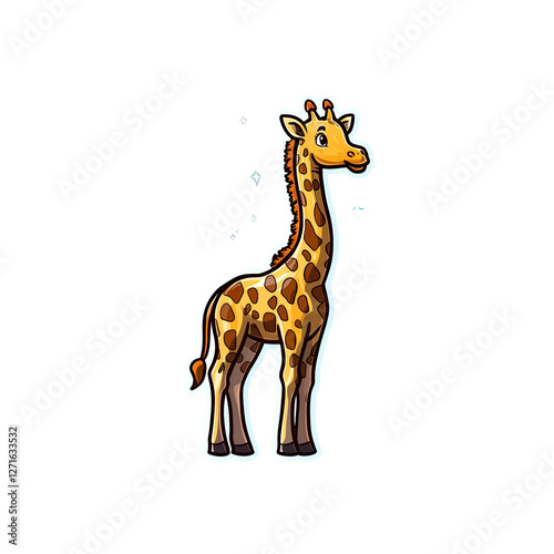 Adorable Cartoon Giraffe Reaching for the Stars photo