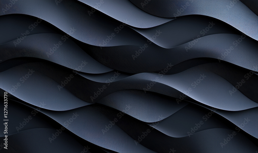 Obraz premium Sleek dark waves create modern, textured background with depth