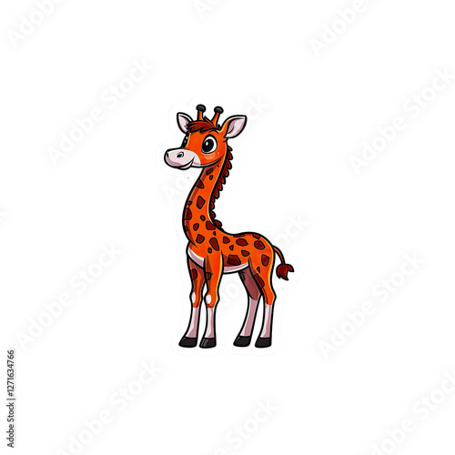 Adorable Cartoon Giraffe Illustration - Perfect for Kids' Products and Designs photo