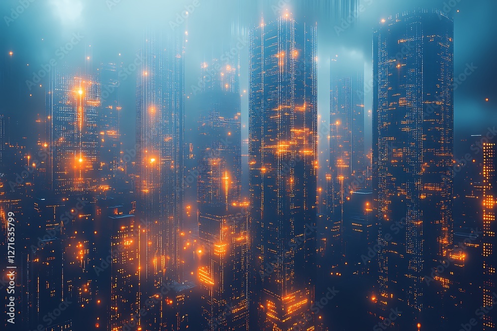 Fototapeta premium Smart city and digital transformation