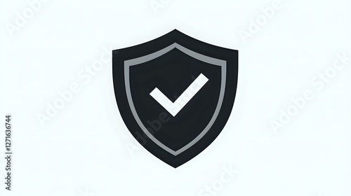 Free Download Shield icon with checkmark symbol in dark gray and black, representing security, protection, and verification status. Isolated on white background. - GFXLoad