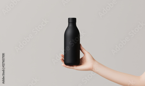 Stylish Black Water Bottle: A Perfect Blend of Modern Design and Functionality for Hydration on the Go photo