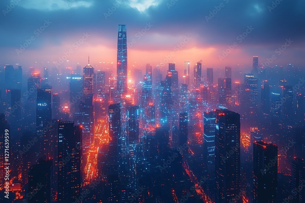 Obraz premium Smart city and digital transformation