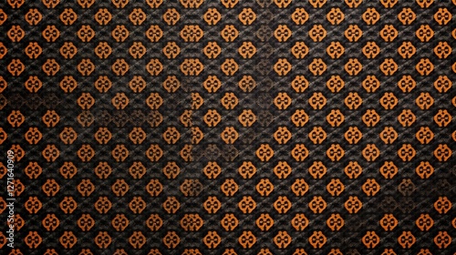 Dark Orange and Black Repeating Geometric Pattern Texture