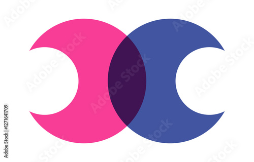 Crescent moon overlapping risograph design
