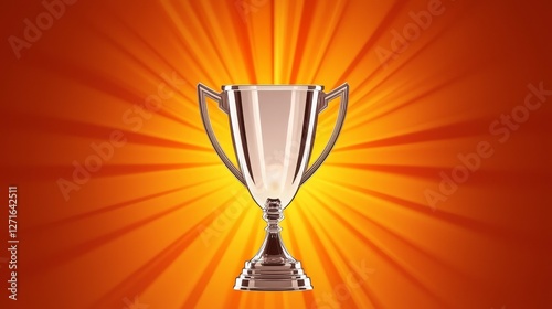 gaming industry concept. Shiny trophy with a radiant orange background symbolizing achievement and success.