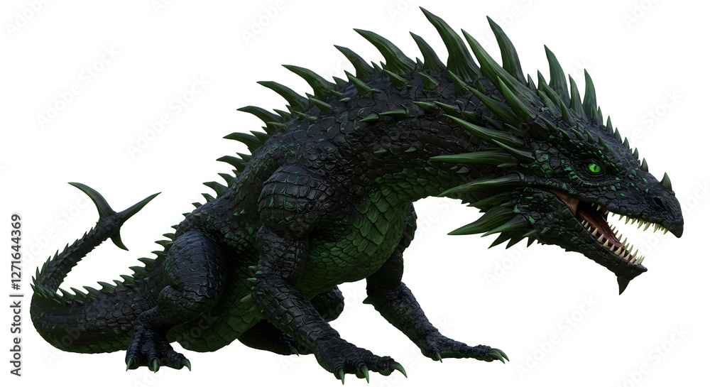 Ferocious Green Dragon: A 3D Render of a Mythical Creature Ferocious Green Dragon: A 3D Render of a Mythical Creature