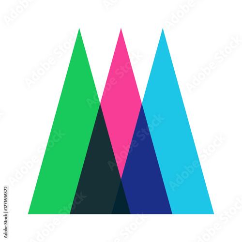 Tripling triangle shapes risograph geometry