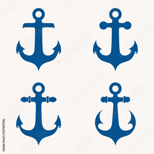 Set of sea anchor symbol set vector illustration
