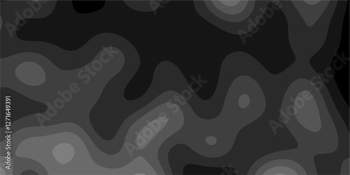 Stylized topographic contour map. Geography scheme and terrain. Camouflage pattern cloth texture background.  Paper carve black background for card poster brochure flyer. Material design concept.