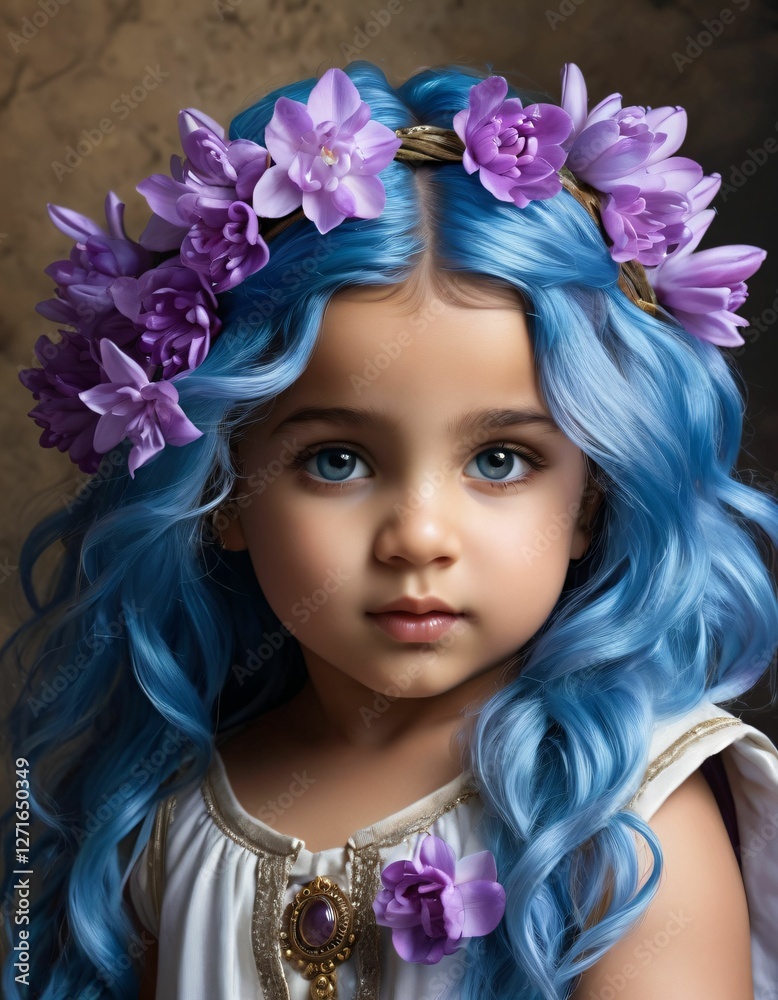 Naklejka premium a cute little girl with colorful looks