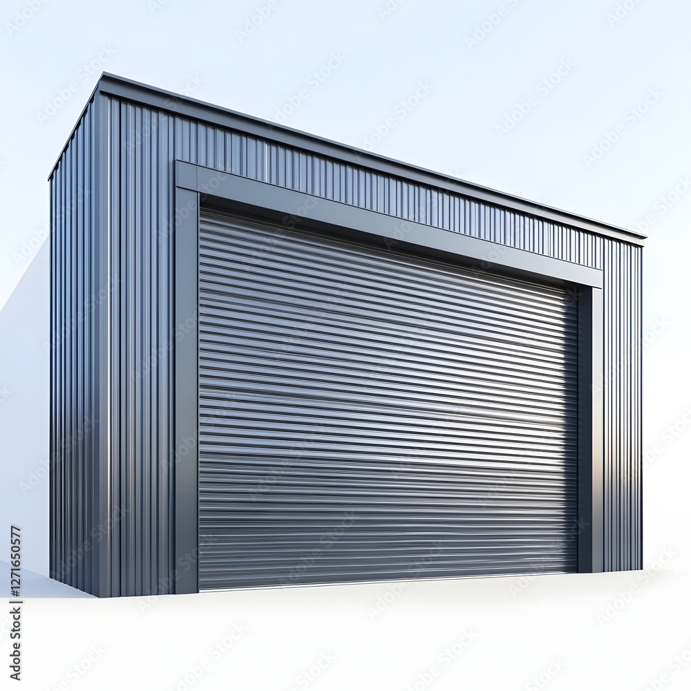 Smooth Metallic Garage Door Industrial Architectural Structure Smooth Metallic Garage Door Industrial Architectural Structure