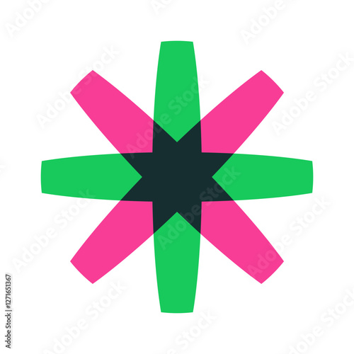 Crossed lines flower shape risograph
