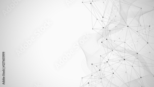 Global network connection concept. Big data visualization. Social network communication in the global computer networks. Internet technology. Business. Science. Vector illustration